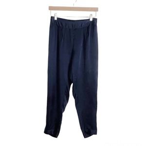 Calypso St. Barth Cupro Silk Tapered Leg Pants Small Navy Blue